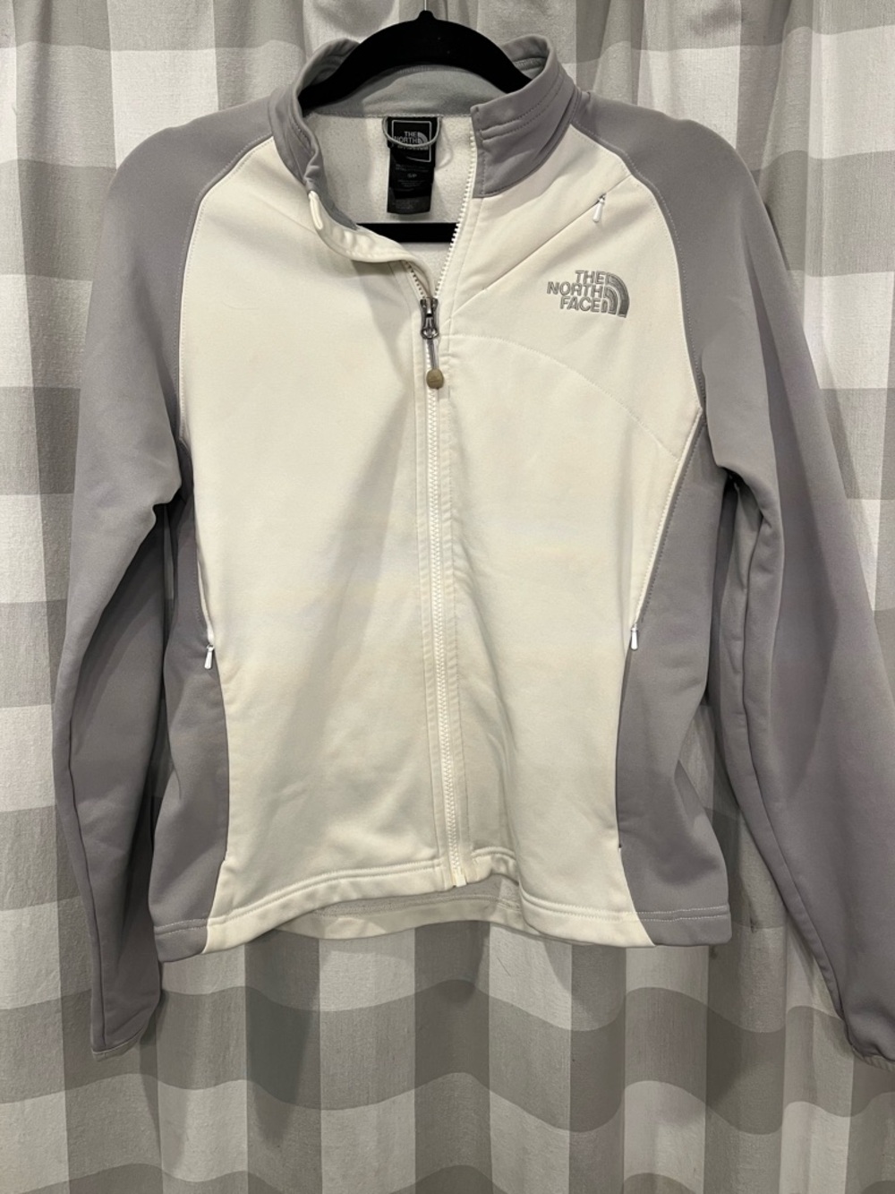 The North Face Women’s White and Light Gray Zip Front Fleece Jacket